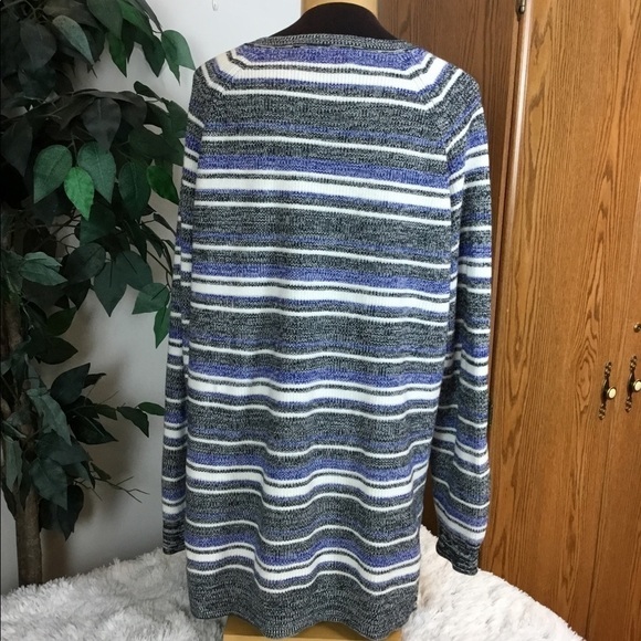 Ruff Hewn XL lace up tie front long sleeve sweater black blue white - Picture 10 of 12